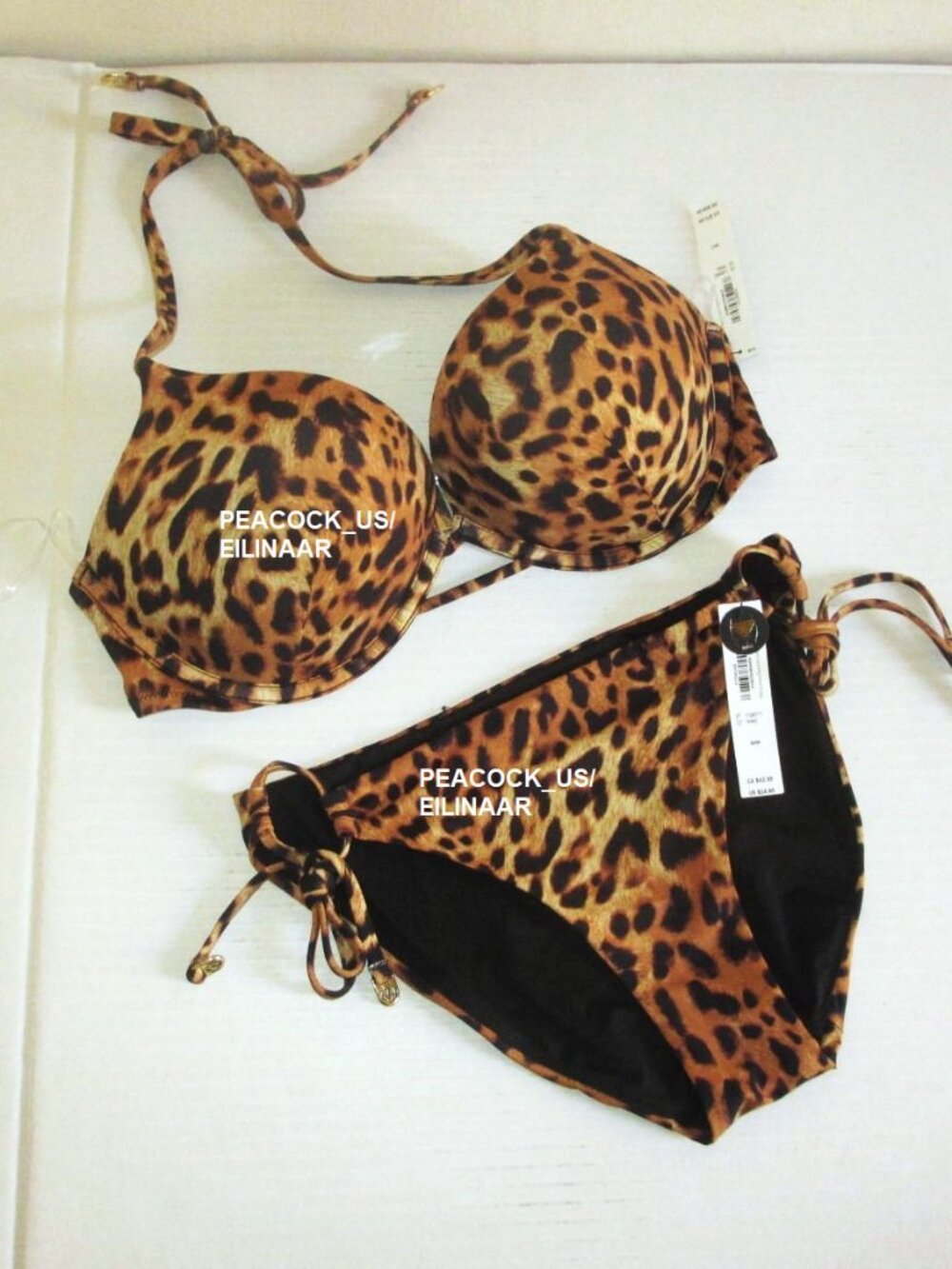 36C/M VICTORIA SECRET Swim Bombshell Push Up Top Bikini Set +2 Cup Side Tie Bott
